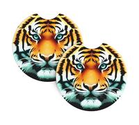 YYHWHJDE Lot de 2 dessous de verre pour voiture Motif tête de tigre Sans odeur Pour tous les porte-gobelets standard, parfaits pour les voitures, camions, SUV - 6,9 cm