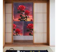 YYHWHJDE Lot de 2 rideaux en tissu avec deux roses rouges - 86,4 x 142,2 cm - Séparateurs de pièce à suspendre entre les pièces, aux portes