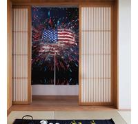YYHWHJDE Lot de 2 rideaux motif drapeau américain feu d'artifice du 4 juillet 86,4 x 142,2 cm pour portes, fenêtres, séparation de pièces, protection de l'intimité, lumière du soleil, vent, prévention
