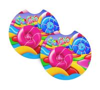 YYHWHJDE Lot de 2 sous-verres de voiture à motif Candy Land - Résistants et imperméables - Pour la protection et la décoration de l'intérieur de la voiture