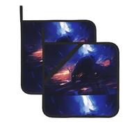 YYHWHJDE Lot de 2 tapis de cuisson carrés isothermes à motif magique sous-marin, épais et durable pour isolation thermique pour micro-ondes, four et barbecue en plein air