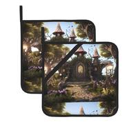YYHWHJDE Lot de 2 tapis de pot carrés avec motifs de fée gothique, isolés, épais, imperméables, faciles à nettoyer