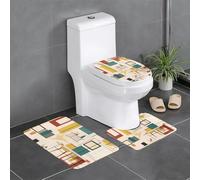 YYHWHJDE Lot de 3 tapis antidérapants pour salle de bain - 61 x 40,6 cm - Imprimé moderne du milieu du siècle - Tapis rectangulaire en forme de U et en forme de O pour toilettes, coiffeuse et