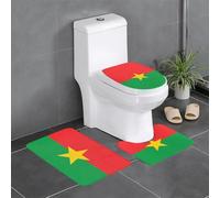 YYHWHJDE Lot de 3 tapis de bain imprimés drapeau du Burkina Faso, tapis de salle de bain, tapis de douche, antidérapant, séchage rapide