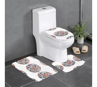 YYHWHJDE Lot de 3 tapis de salle de bain antidérapants à imprimé de petites fleurs rouges (61 x 40,6 cm) pour toilettes, meuble-lavabo et toilettes, facile à nettoyer