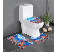 YYHWHJDE Lot de 3 tapis de salle de bain antidérapants avec motifs de fleurs sur un chemin étranger (61 x 40,6 cm) pour toilettes, coiffeuse et toilettes, facile à nettoyer