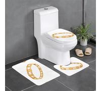 YYHWHJDE Lot de 3 tapis de salle de bain antidérapants pour toilettes, meuble-lavabo et toilettes, faciles à nettoyer - Motif cercles contigus dorés (61 x 40,6 cm)