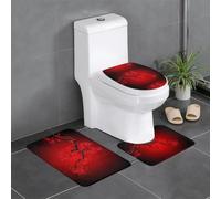 YYHWHJDE Lot de 3 tapis de salle de bain en flanelle bien conçus pour un confort semblable au spa Motif fleurs de cerisier Rouge 61 x 40,6 cm