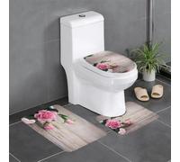 YYHWHJDE Lot de 3 tapis de salle de bain en flanelle bien conçus pour un confort semblable au spa Motif roses roses 61 x 40,6 cm