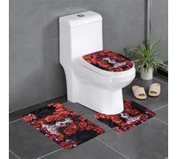 YYHWHJDE Lot de 3 tapis de salle de bain en flanelle bien conçus pour un confort semblable au spa Motif tête de mort 61 x 40,6 cm