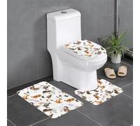 YYHWHJDE Lot de 3 tapis de salle de bain en flanelle bien conçus pour un confort semblable au spa - Motif chat et papillon - 61 x 40,6 cm