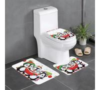 YYHWHJDE Lot de 3 tapis de salle de bain en flanelle bien conçus pour un confort semblable au spa - Motif pingouin de Noël - 61 x 40,6 cm