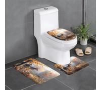 YYHWHJDE Lot de 3 tapis de salle de bain en flanelle bien conçus pour un confort semblable au spa - Motif cerfs mignons - 61 x 40,6 cm
