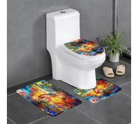 YYHWHJDE Lot de 3 tapis de salle de bain en flanelle bien conçus pour un confort semblable au spa Motif notes de musique colorées 61 x 40,6 cm
