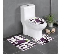 YYHWHJDE Lot de 3 tapis de salle de bain en flanelle bien conçus pour un confort semblable au spa - Motif aubergine - 61 x 40,6 cm