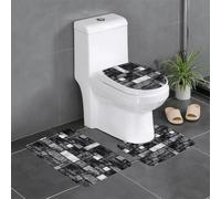 YYHWHJDE Lot de 3 tapis de salle de bain en flanelle pour un confort semblable au spa - Imprimé abstrait gris - 61 x 40,6 cm