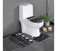 YYHWHJDE Lot de 3 tapis de salle de bain en peluche pour plus de confort et de style avec motif imprimé noir classique 61 x 40,6 cm