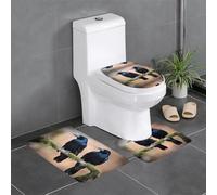 YYHWHJDE Lot de 3 tapis de sol antidérapants avec deux motifs corbeaux noirs pour un confort ultime, salle de bain Master Bathrooms