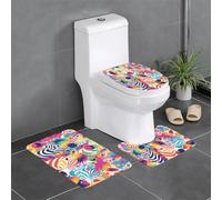 YYHWHJDE Lot de 3 tapis de sol antidérapants colorés avec imprimé zèbre arc-en-ciel pour un confort ultime, salle de bains principale