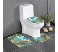 YYHWHJDE Lot de 3 tapis de sol antidérapants en forme de U à motif mignon de petit renard pour toilettes, fermement fixé, absorbant et durable, épais et confortable