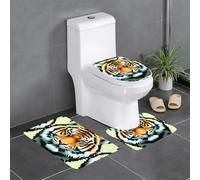YYHWHJDE Lot de 3 tapis de sol antidérapants en forme de U avec motif tête de tigre - Serré - Absorbant et durable, épais et confortable