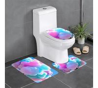 YYHWHJDE Lot de 3 tapis de sol antidérapants en forme de U Motif barbe à papa Tapis de sol de toilette fermement fixé, absorbant et durable, épais et confortable