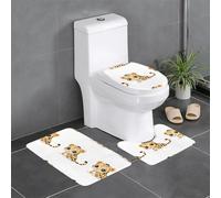 YYHWHJDE Lot de 3 tapis de sol antidérapants en forme de U Motif Poor Little Leopard Tapis de sol de toilette fermement fixé, absorbant et durable, épais et confortable