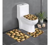 YYHWHJDE Lot de 3 tapis de sol antidérapants en forme de U pour toilettes Motif pommes de terre de jardin fermement fixé, absorbant et durable, épais et confortable