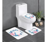 YYHWHJDE Lot de 3 tapis de sol antidérapants et durables Motif oiseau dans une couronne Rose Bleu