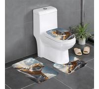 YYHWHJDE Lot de 3 tapis de sol antidérapants et durables Motif tigre majestueux se reposant sur un rocher avec ciel nuageux