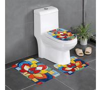 YYHWHJDE Lot de 3 tapis de sol antidérapants Mondrian Bohème imprimé fleurs de lotus pour un confort ultime, Master Bathrooms