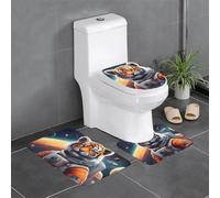 YYHWHJDE Lot de 3 tapis de sol antidérapants Motif petit tigre dans l'espace Tapis de sol de toilette en forme de U fermement fixé, absorbant et durable, épais et confortable