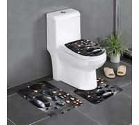 YYHWHJDE Lot de 3 tapis de sol antidérapants noirs avec motif cœur mystérieux et pierres pour un confort ultime, salle de bain Master Bathrooms
