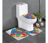 YYHWHJDE Lot de 3 tapis de sol antidérapants pour la sensibilisation à l'autisme, tapis de sol de toilette en forme de U, fermement attaché, absorbant et durable, épais et confortable