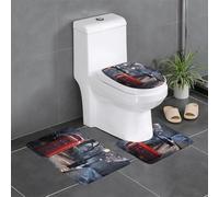 YYHWHJDE Lot de 3 tapis de sol antidérapants pour salle de bain - Motif cabine téléphonique londonienne - Pour un confort ultime - Rouge
