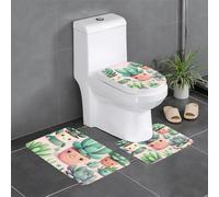 YYHWHJDE Lot de 3 tapis de sol antidérapants pour salle de bain - Motif de plantes succulentes
