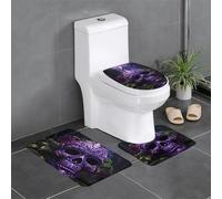 YYHWHJDE Lot de 3 tapis de sol antidérapants pour salle de bain Motif tête de mort Violet Floser and Sugar Horror