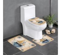YYHWHJDE Lot de 3 tapis de sol de salle de bain avec motif carte de voilier, tapis de douche, antidérapant, séchage rapide