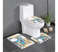 YYHWHJDE Lot de 3 tapis de sol de salle de bain avec motif de batteur de dessin animé, antidérapant, séchage rapide