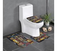 YYHWHJDE Lot de 3 tapis de sol de salle de bain vintage avec motif de radio Boombox - Antidérapant - Séchage rapide