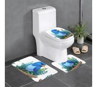 YYHWHJDE Lot de 3 tapis de sol pour salle de bain Motif oiseau bleu dans la forêt Tapis de douche antidérapant à séchage rapide