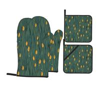 YYHWHJDE Lot de 4 jetés de four imperméables avec impression de roseaux pivotants avec résistance à la chaleur et couches de cuisine faciles à nettoyer pour casserole, poêle et grill