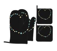 YYHWHJDE Lot de 4 maniques et maniques avec motif « The stars say I love you » - Épais et durables - Anti-brûlure et isolant thermique
