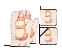 YYHWHJDE Lot de 4 maniques et maniques motif lapin qui pleure - Épais et durables - Anti-brûlure - Isolation thermique