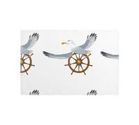 YYHWHJDE Lot de 6 sets de table imprimés mouette à la barre pour table de salle à manger, design épais et robuste pour une excellente résistance à l'usure, une bonne résistance aux plis