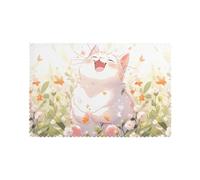 YYHWHJDE Lot de 6 sets de table résistants à l'huile, à la chaleur et durables Motif chat blanc Happy Fat 30,5 x 45,7 cm