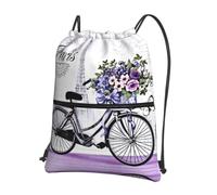 YYHWHJDE Love on the bike Prints Sac à dos avec cordon de serrage - Sac de gym léger et résistant à l'eau avec poche zippée pour les voyages et le sport