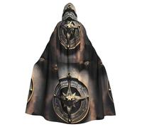 YYHWHJDE Magical Design Cape à capuche pour adulte Motif runes nordiques boussole Halloween - Très grande cape à capuche sans fermeture éclair