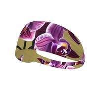 YYHWHJDE Magnifique bandeau de sport avec image d'orchidées pour femme, bandeau élastique pour l'été résistant à la transpiration
