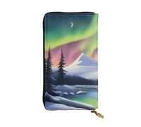 YYHWHJDE Magnifique portefeuille long en cuir imprimé aurore boréale du Nord Lights conçu pour les filles et les femmes tendance 19 x 10,5 cm, Noir , Taille unique